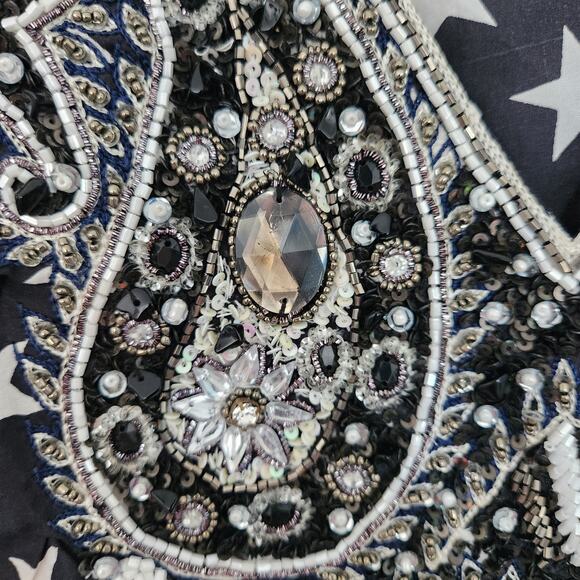 Agua Bendita Beaded Embroidered Swim Cover-Up One Size Beach Resortwear Coastal - Picture 7 of 9